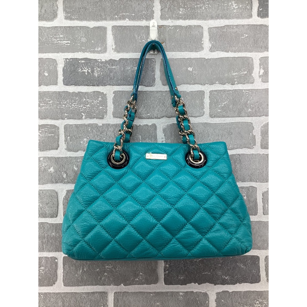 Kate Spade Emerson Place Phoebe Teal Quilted Leather Chain Shoulder Bag Tote